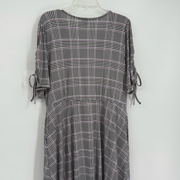 Torrid Plaid Dress Midi Faux Wrap Studio Knit Black Purple Plus Size 2X Women’s - Picture 12 of 13